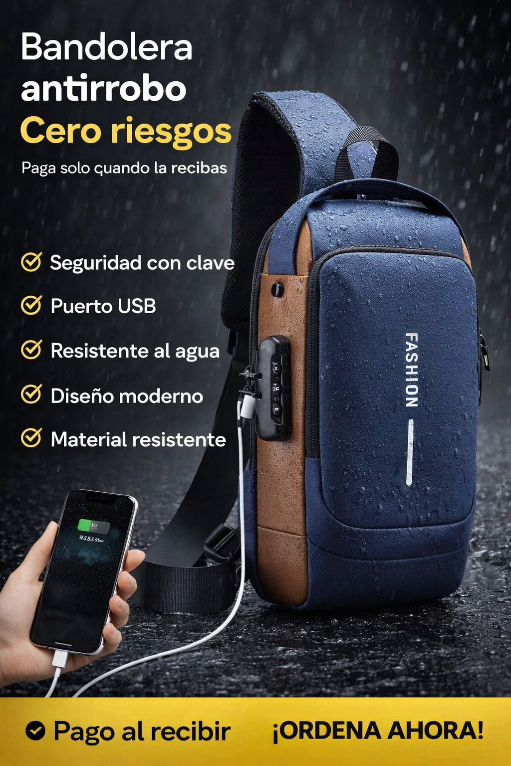 Bolso Bandolera Antirrobo Clave USB
